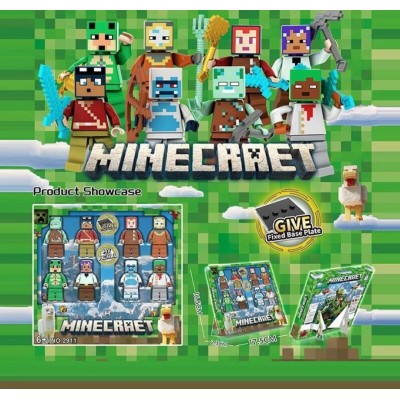 Набор героев 2911-2, 8 фигурок, высота 4см, подвижные конечности, голова и ноги отсоединяются, оружие, 8 элементов конструктора, пакунок малюка