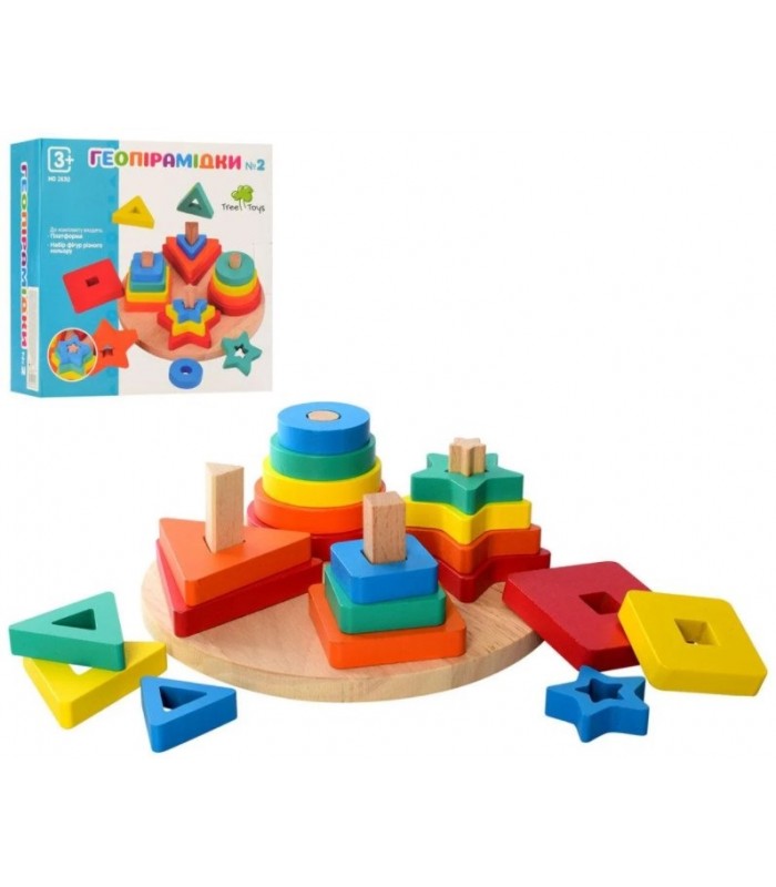 Деревянная игрушка Геометрика, 20 деталей, MD2630, для детей от 3 лет, Пакунок малюка
