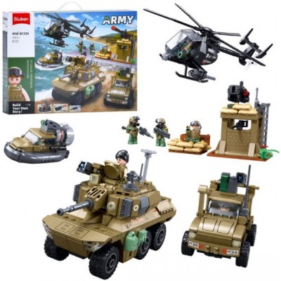 Конструктор SLUBAN M38-B1254 военный, транспорт, фигурки, 744 дет., кор., 52-38-8 см. пакунок малюка
