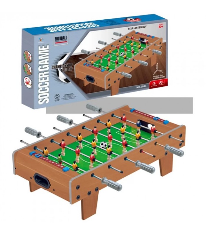 Футбол 2884 деревянный, на ножках, на штангах, 60, 5-30, 5-18, 5см, поле 50-29см, 2 мяча, шкала ведения счета, пакунок малюка