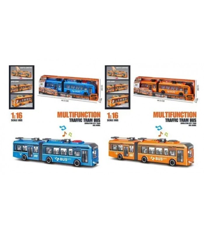 Троллейбус JS163B-3C инерц, 40см, 1:16, звук, свет, открывается дверь, 2 цвета, бат., кор., пакунок малюка
