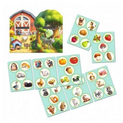 Детская деревянная игрушка UBUMBLEBEES PSF021 настольная игра "Дикие и домашние животные" сортер-комодик, пакунок малюка