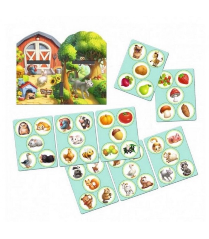 Детская деревянная игрушка UBUMBLEBEES PSF021 настольная игра "Дикие и домашние животные" сортер-комодик, пакунок малюка