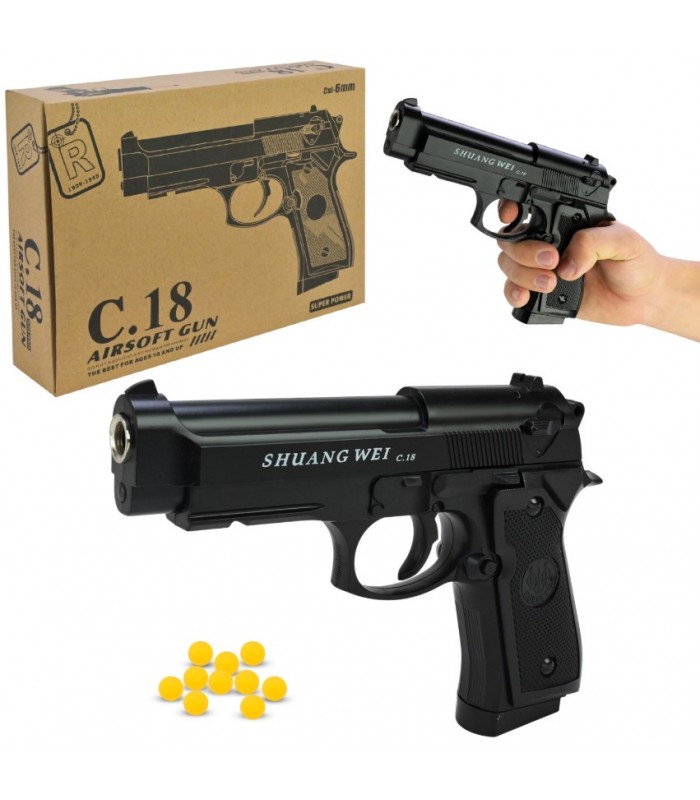 Пистолет мет. ст. C18 (36шт) шарики, в короб. 22, 5*16, 5*4, 5см, пакунок малюка