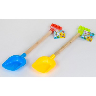 Лопатка детская пластиковая с деревянной ручкой, 607-4/33055, для детей от 2 лет, Пакунок малюка