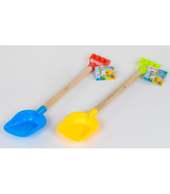 Лопатка детская пластиковая с деревянной ручкой, 607-4/33055, для детей от 2 лет, Пакунок малюка