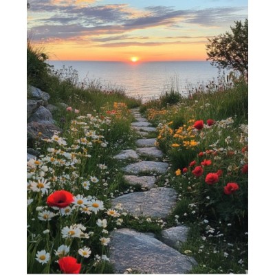 Алмазная мозаика «Тропинка к морю», 30*40см, на рамке S20183, пакунок малюка