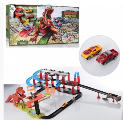 Детская игрушка гоночный автотрек трек трасса tongde "динозавр в городе" 8899-93-r 
