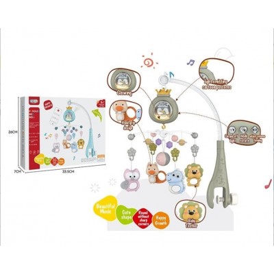 Карусель музыкальная 368-6 G  мелодии, звуки, подсветка, проекция, таймер выключения, пульт, пакунок малюка