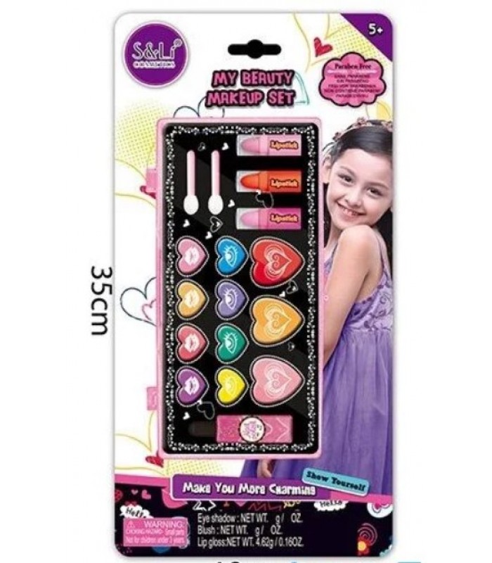 Косметика S 21665 A (96/2) тени, румяна, блески, помады, на листе для детей от 5 лет, пакет малыша