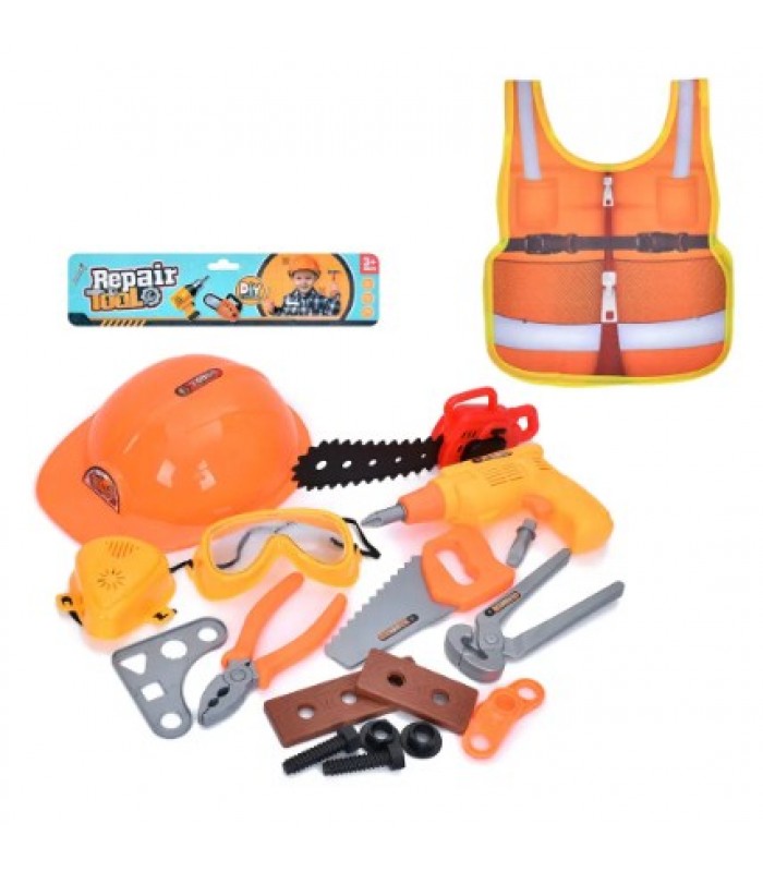 Детский набор инструментов с каской и шуруповертом (333G-2), пакунок малюка