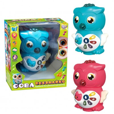 Музыкальная сова 36736 (36/2) "WToys", 2 цвета, укр. язык, сказки, песни, загадки, скороговорки, колесо свободного хода, подсветка