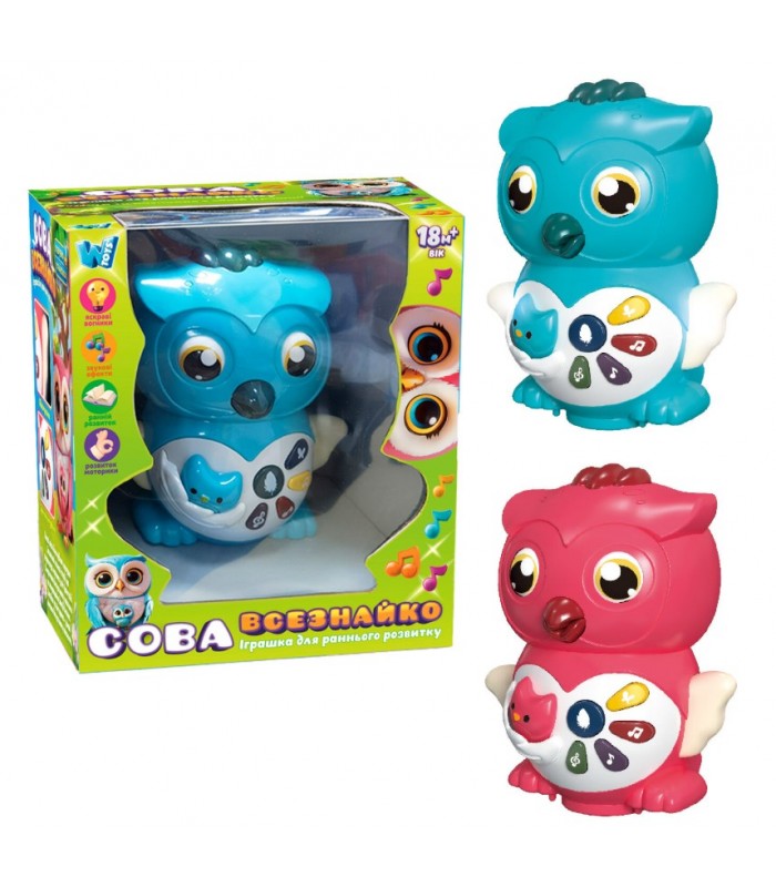 Музыкальная сова 36736 (36/2) "WToys", 2 цвета, укр. язык, сказки, песни, загадки, скороговорки, колесо свободного хода, подсветка
