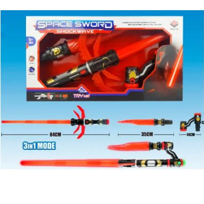 Меч 8108-6B 3в1, муз., свет, бат., кор., 46-25-6 см, пакунок малюка