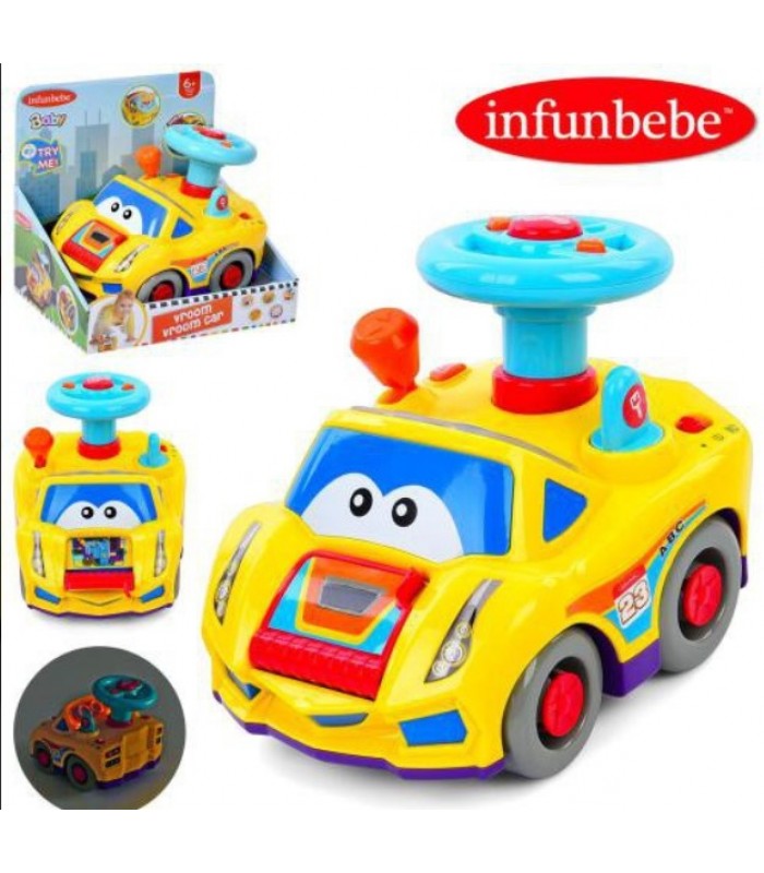 Автотренажер LS6222-1 (12шт) машинка 17см, руль, звук, свет, 2 режима громкости, на бат-ке, пакунок малюка