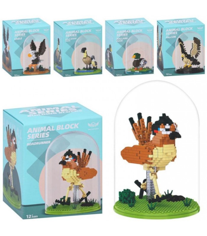 Конструктор MG1366A/B/C/D/F, птица, колба, 5 видов, в кор-ке, 13-17-13см, пакунок малюка