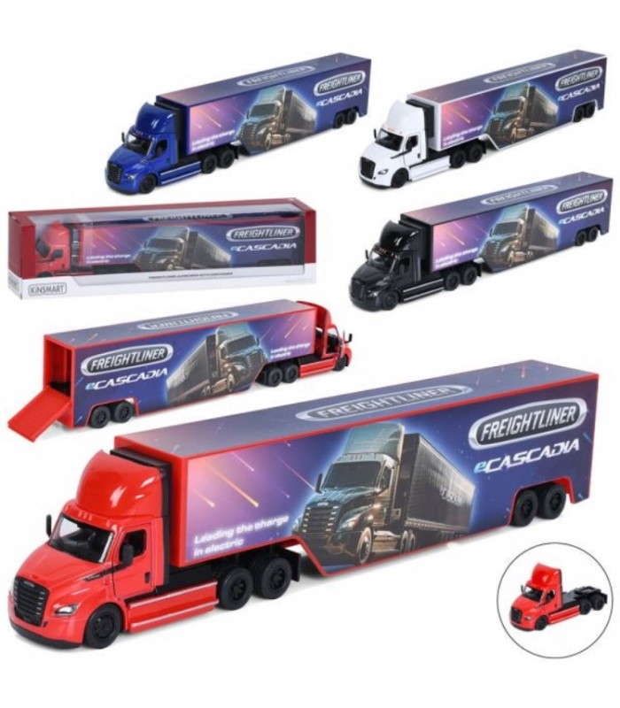 Трейлер KT1303W,  металл, инерция, 32см, открываются двери,резиновые колеса, 4цвета,в кор-ке, 34, пакунок малюка