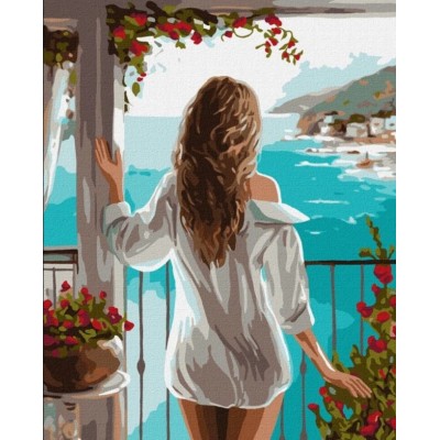 Набор для росписи по номерам Идейка Морская даль 40x50 см (KHO8316), пакунок малюка
