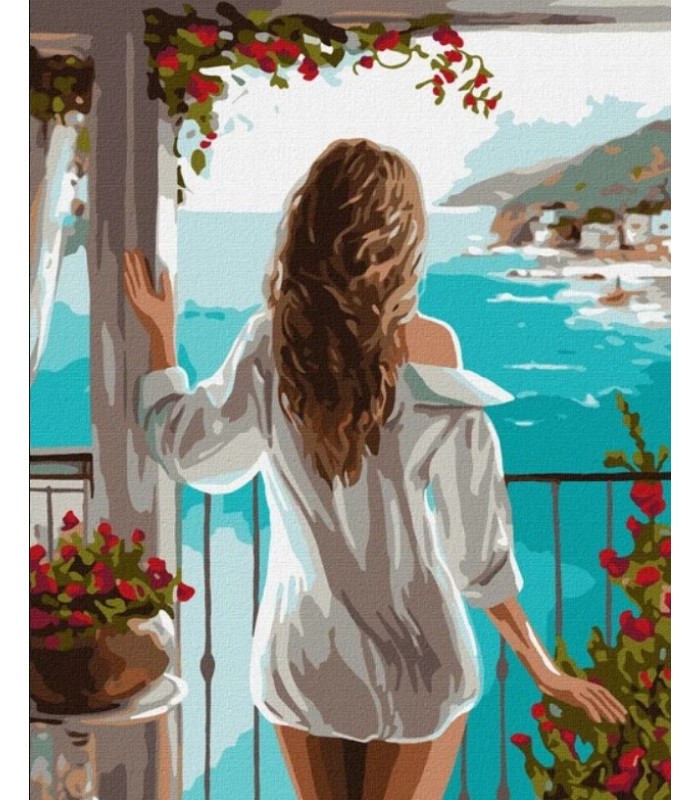 Набор для росписи по номерам Идейка Морская даль 40x50 см (KHO8316), пакунок малюка