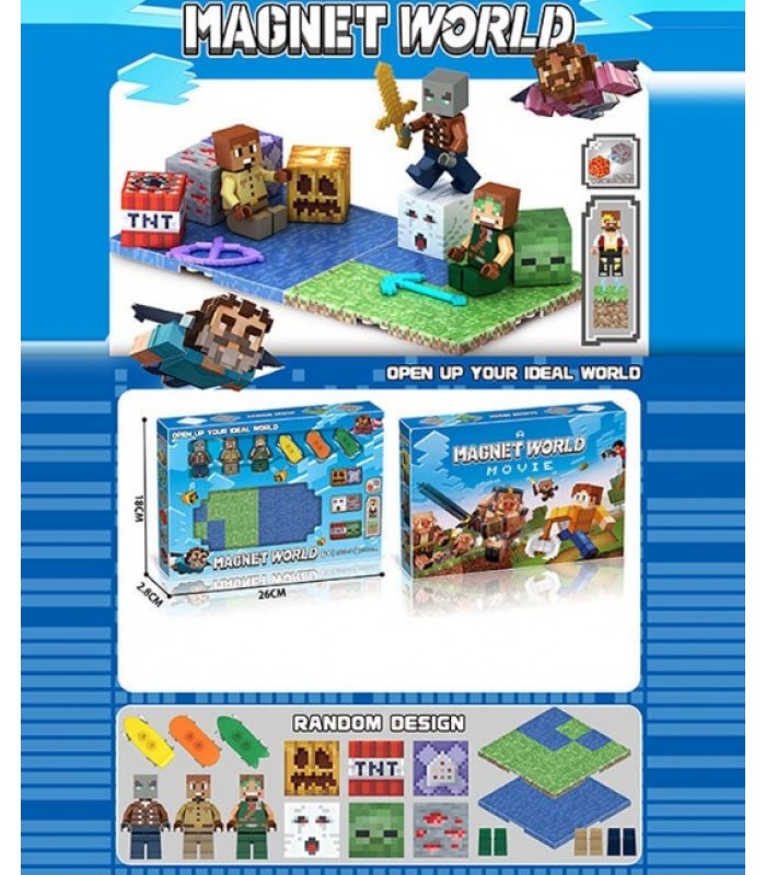 Набор героев L 001-11, 3 фигурки героев, магнитные кубики, 3 скейтборды, 2 основы, аксессуары, пакунок малюка