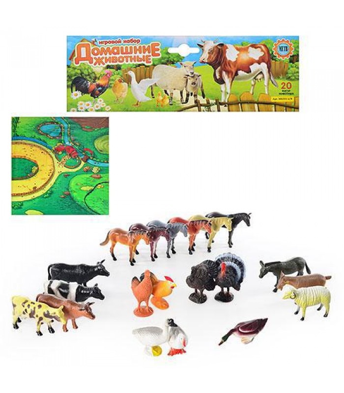 Игровой набор Фигурки животных Домашние животные, 20 штук, ПВХ, М0255U/R, для детей от 3 лет, Пакунок малюка