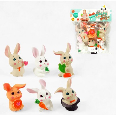 Игрушки для ванны SCA 99-2 D (144/2) "Кролики", 6 штук, резиновые, в пакете