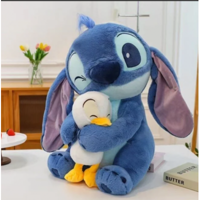 Мягкая игрушка M 19856  герой, высота 55 см, обнимает утку, шелестящие элементы на спинке, пакунок малюка