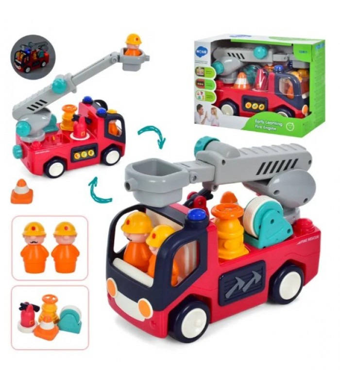 Пожарная машина E9998-HL, фигурки, пожарный инвентарь, звук, свет, пакунок малюка
