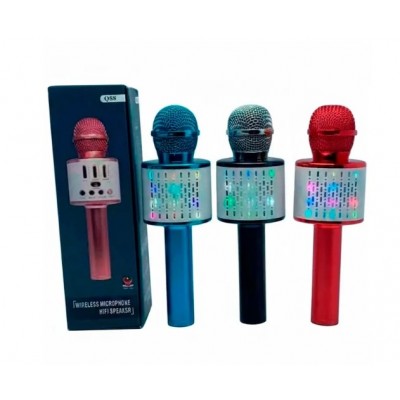 Микрофон Q88 акум,USBзарядный,свет,Bluetooth,TFслот,AUX,3 цвета, ящик-1цвет.корр. пакунок малюка