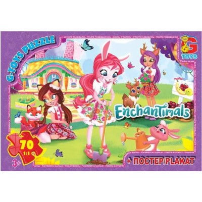 EA213 Пазлы ТМ "G-Toys" из серии "Enchantimals", 70 эл, пакунок малюка