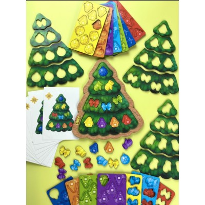 Деревянный пазл - вкладки с карточками и счетным материалом Каркасная елка ПСД283, пакунок малюка