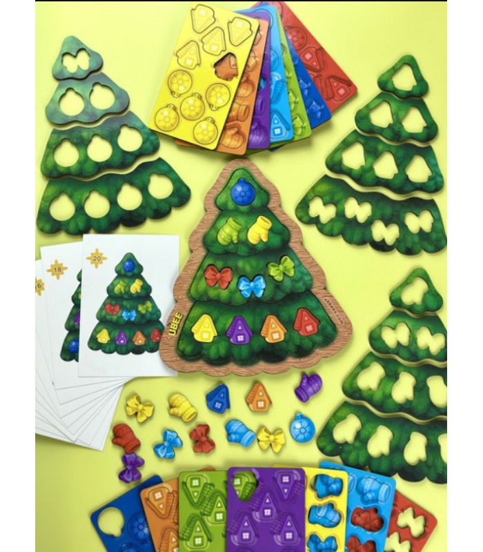 Деревянный пазл - вкладки с карточками и счетным материалом Каркасная елка ПСД283, пакунок малюка