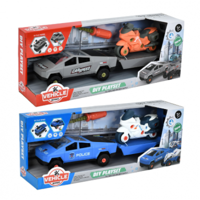 Конструктор на шурупах Машина с прицепом 53 см 7654-B1A-B1B, с отверткой