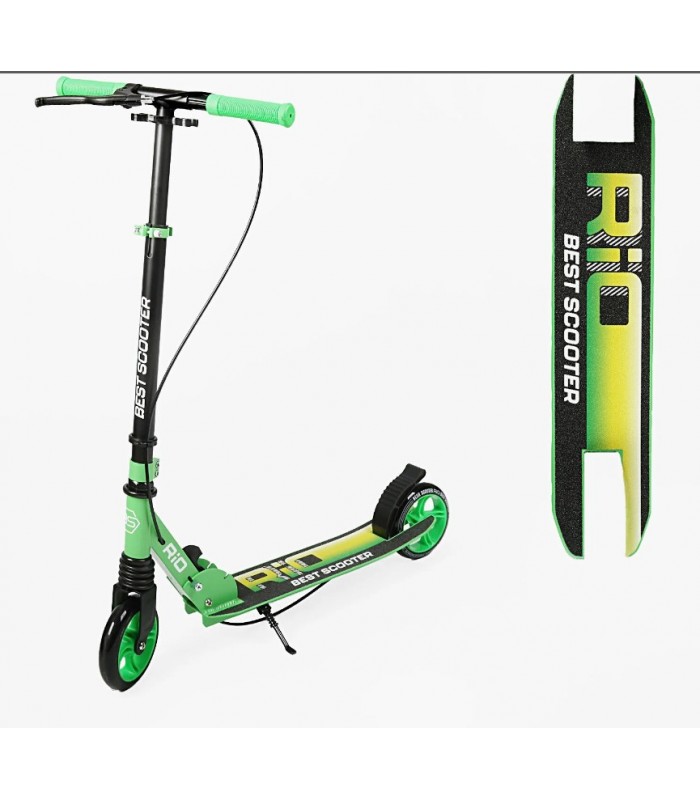 Самокат двухколесный Best Scooter "Rio" R-15800, колеса PU 145мм, передний амортизатор, ручной тормоз, пакунок малюка