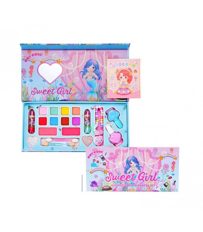 Косметика IG 3151, тени, румяна, хайлайтер, помада, лак, аксессуар, аппликаторы для макияжа, в пакете, пакунок малюка