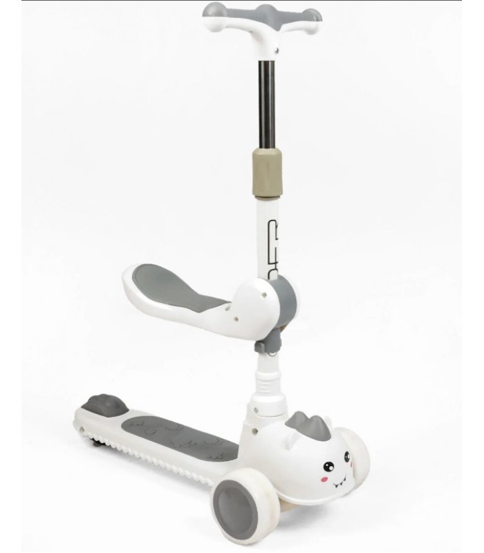 Самокат трехколесный с сидением "Skyper" S-2517-80 колеса PU 125х40мм со светом, музыка и подсветка платформы, руль складной