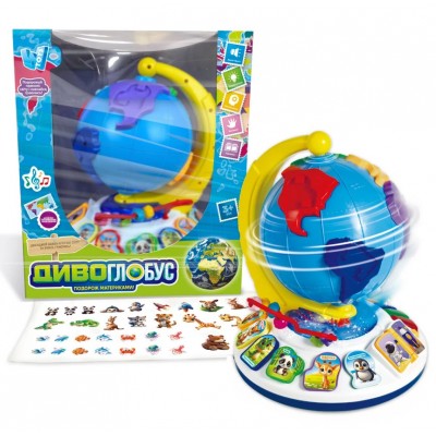 Чудо-глобус 62609 "WToys", укр. язык, 7 стихов, 7 песен, 10 сказок, ноты, цифры, сортер, бусины, подсветка, в коробке, пакунок малюка