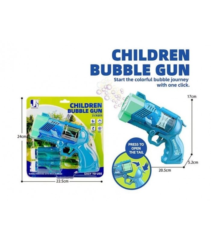 Пистолет с мыльными пузырями P 82138-3 автоматический, подсветка, 2 бутылочки с мыльным раствором
