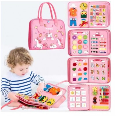 Логическая папка C 73101, фетровая, элементы на липучках, застежки, часы, англ. алфавит, цифры, формы, животные, погода, пакунок малюка