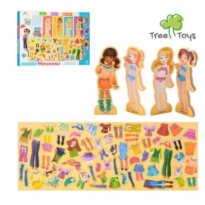 Деревянная игрушка магнитный TREE TOYS Пазл гардероб MD 1076, наряд 69 штук, пакунок малюка
