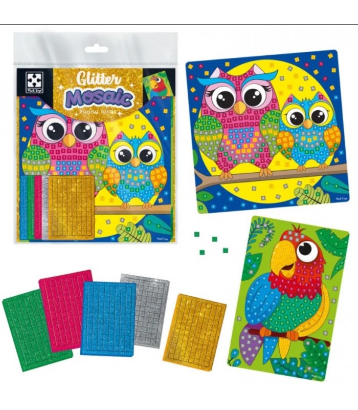 Набор для творчества Vladi Toys с блестящей мозаикой «Сова и Попугай» VT4511-14, пакунок малюка