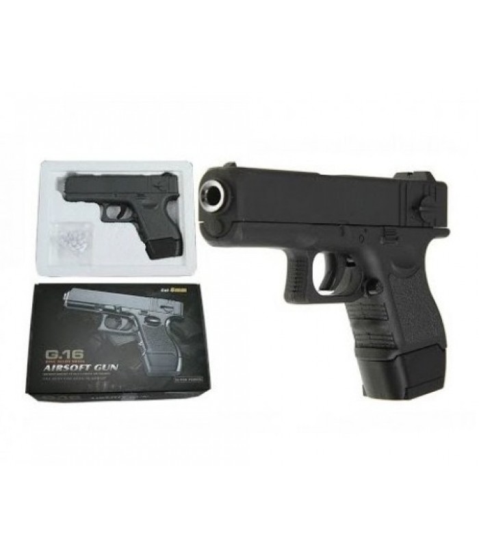G16 Страйкбольный пистолет Galaxy Glock 17 mini металл черный, пакунок малюка