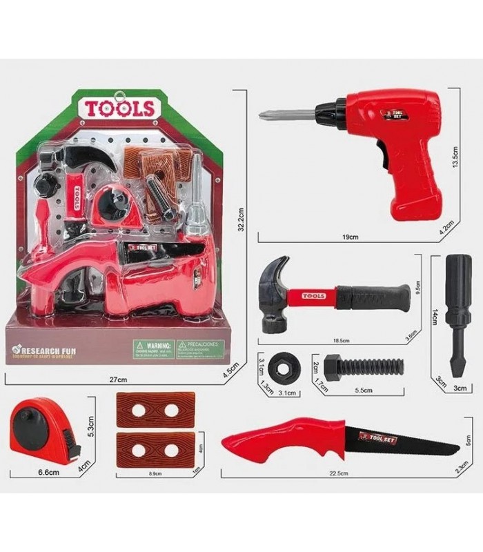 Набор инструментов 1064 (72/2) дрель, молоток, пилка. отвертка, рулетка