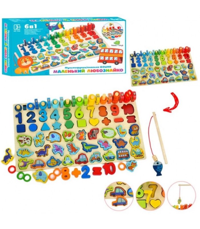 Многофункциональная деревянная игрушка Tree Toys, доска рамка-вкладыш, MD1948, пакунок малюка