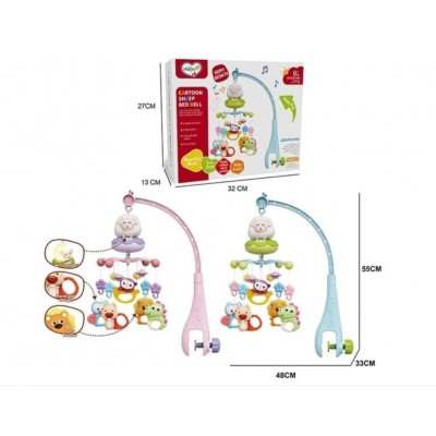 Карусель музыкальная 368-14, 2 цвета, мелодии, подсветка, таймер, 5 подвесок-погремушек, пульт, пакунок малюка