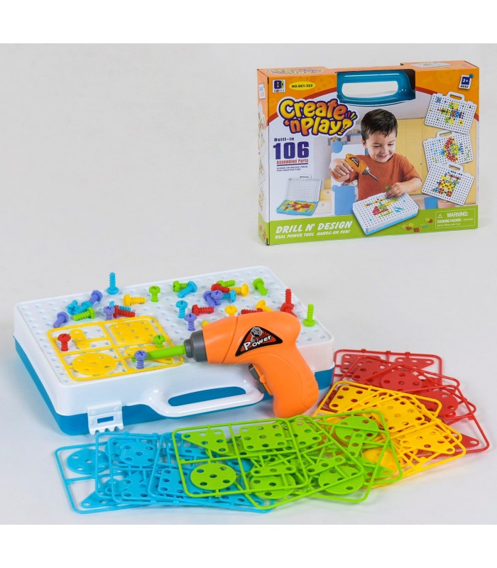 Детская развивающая Мозаика с шуруповертом, 661-322