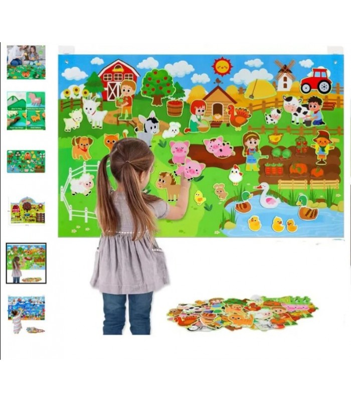 Плакат игровой C 73108  фетровая карта фермы, размер: 101х65 см, липучки, крючки на стену, пакунок малюка
