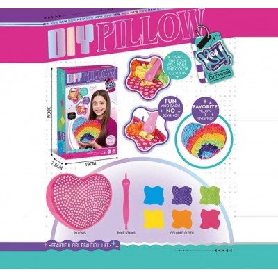 Набор для творчества "Укрась подушку" KSY 973, фигурная основа, стилус, лоскутки ткани, декоративные детали, липучки, пакунок малюка