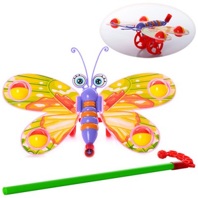 Каталка на палочке Бабочка-погремушка, машет крыльями, 305,для детей от 18 месяцев, Пакунок малюка
