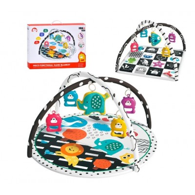 Коврик для младенца 1688-46-7, дуга 2шт, подвески 5шт (1шт-пискавка), 2 вида (около 74см, квадрат, пакунок малюка
